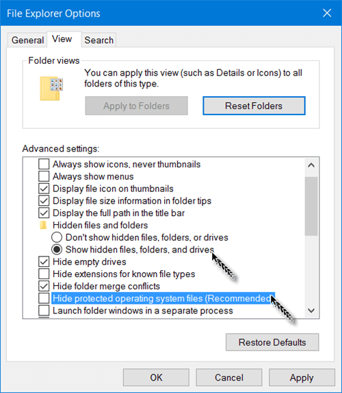 montrer les fichiers cachés