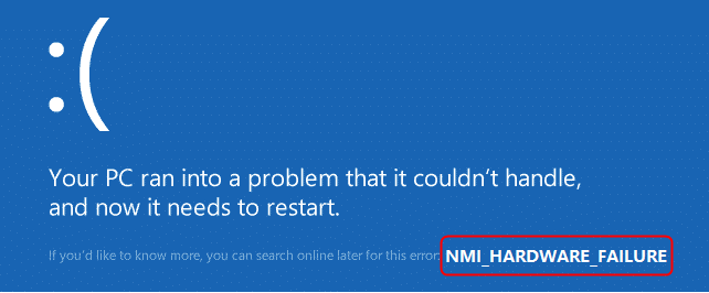 CORRECTIF: NMI Matériel  Défaillance BSOD dans Windows 8 / 8.1 / 10